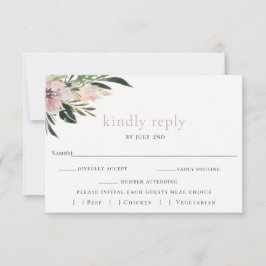 Dusty Mauve Botanical Wedding RSVP Card