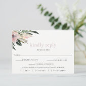 Dusty Mauve Botanical Wedding RSVP Card (Stehend Vorderseite)