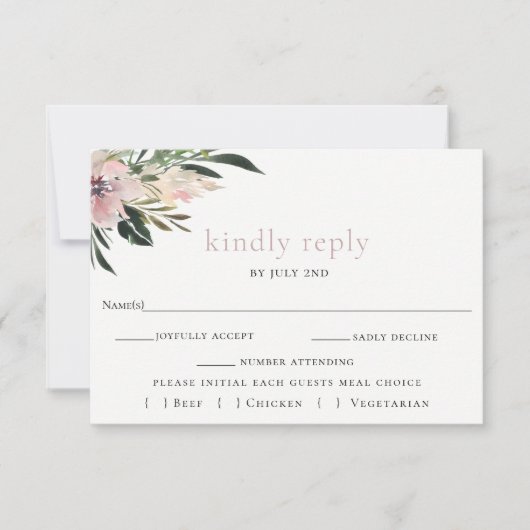 Dusty Mauve Botanical Wedding RSVP Card Karte (Vorderseite)