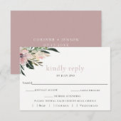 Dusty Mauve Botanical Wedding RSVP Card Karte (Vorne/Hinten)