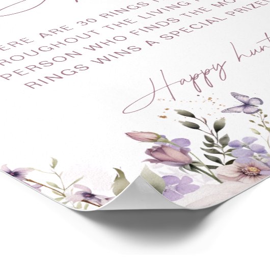Dusty Mauve Butterfly Brautparty Ring Hunt Game Poster (Ecke)