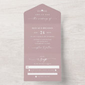 Dusty Mauve Elegant Calligraphy Wedding All In One Einladung (Innen Boden)
