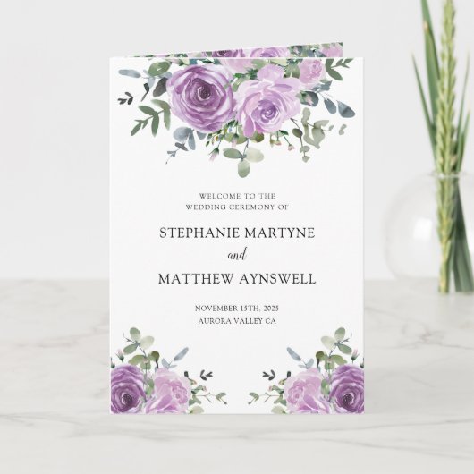 Dusty Mauve Eucalyptus Botanical Wedding Program Programm (Vorderseite)