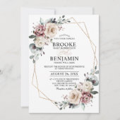 Dusty Mauve Eucalyptus Geometric Wedding Invitati Einladung (Vorderseite)