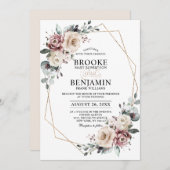 Dusty Mauve Eucalyptus Geometric Wedding Invitati Einladung (Vorne/Hinten)