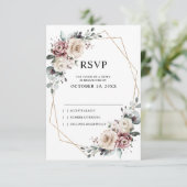 Dusty Mauve Eucalyptus Geometric Wedding RSVP Karte (Stehend Vorderseite)