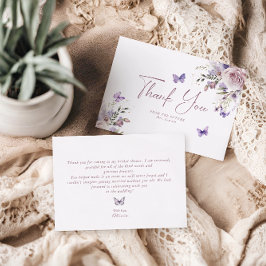 Dusty Mauve Floral Butterfly Danke Karte