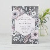 Dusty Mauve Floral Romance Wedding Einladung (Stehend Vorderseite)