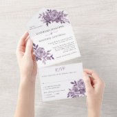 Dusty Mauve Floral Rose Foliage Wedding All In One Einladung (Abreißen)