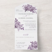 Dusty Mauve Floral Rose Foliage Wedding All In One Einladung (Innen Boden)