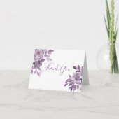 Dusty Mauve Floral Rose Foliage Wedding Dankeskarte (Vorderseite)