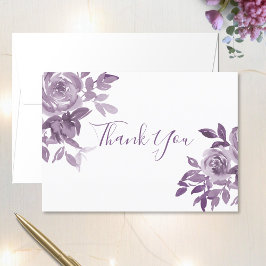 Dusty Mauve Floral Rose Foliage Wedding Dankeskarte