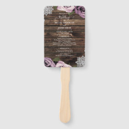 Dusty Mauve Floral Rose Rustic Wood Lace Wedding Fächer