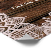 Dusty Mauve Floral Rose Rustic Wood Lace Wedding Poster (Ecke)