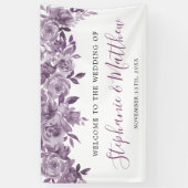 Dusty Mauve Floral Rose Wasserfarbenhochzeit Banner (Vertikal)