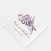 Dusty Mauve Floral Rose Wasserfarbenhochzeit Serviette (Ecke)