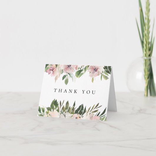 Dusty Mauve Floral Wedding Foto Danke Karte (Vorderseite)