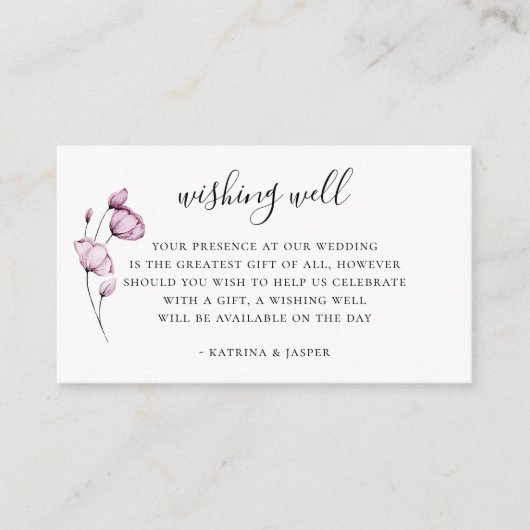 Dusty Mauve Floral Wedding wünschenswert gut Begleitkarte (Vorderseite)