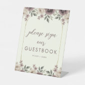 Dusty Mauve & Ivory Bloom Botanical Guestbook Sign Sockelschild (Vorderseite)