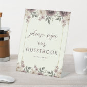 Dusty Mauve & Ivory Bloom Botanical Guestbook Sign Sockelschild (In SItu)