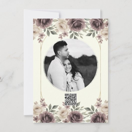 Dusty Mauve & Ivory Bloom Botanical Vielen Dank Einladung (Rückseite)