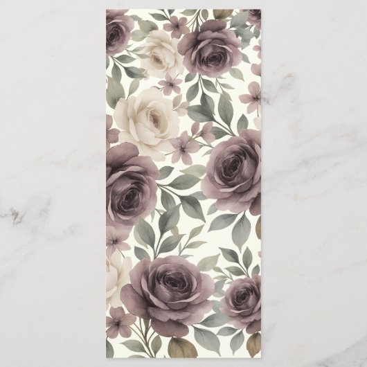 Dusty Mauve & Ivory Bloom Botanical Wedding Menu Menükarte (Rückseite)