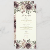 Dusty Mauve & Ivory Bloom Botanical Wedding Menu Menükarte (Vorne/Hinten)