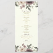 Dusty Mauve Ivory Bloom Botanical Wedding Program Menükarte (Rückseite)