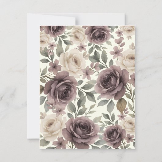 Dusty Mauve & Ivory Bloom Botanical Wedding RSVP Einladung (Rückseite)
