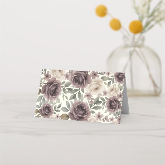 Dusty Mauve & Ivory Bloom Botanische Hochzeit Platzkarte (Rückseite)