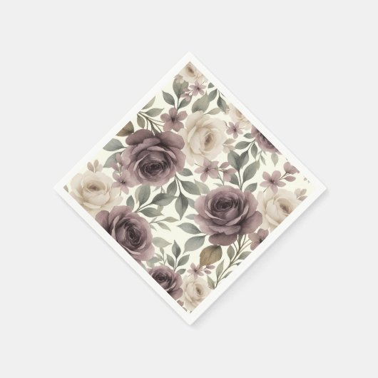 Dusty Mauve & Ivory Bloom Botanische Hochzeit Serviette (Ecke)