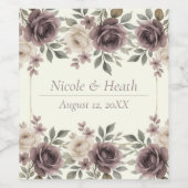 Dusty Mauve & Ivory Bloom Botanische Hochzeit Weinetikett (Einzelnes Label)