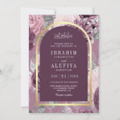 Dusty Mauve Lila blumengeschmückte muslimische Hoc Einladung (Vorderseite)