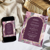 Dusty Mauve Lila blumengeschmückte muslimische Hoc Einladung