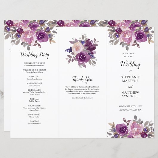 Dusty Mauve Lila Blush Blumenorden (Vorne/Hinten)