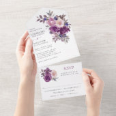 Dusty Mauve Lila Blush Floral Wedding All In One Einladung (Abreißen)