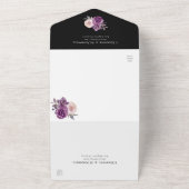 Dusty Mauve Lila Blush Floral Wedding Black All In One Einladung (Außenbereich)