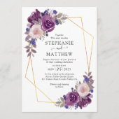 Dusty Mauve Lila Blush Geometric Floral Wedding Einladung (Vorderseite)