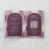 Dusty Mauve Lila Floral QR Code Muslim Hochzeit Einladung (Innenseite)