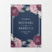 Dusty Mauve Lila Pink Rose QR Code Hochzeit Dreifach Gefaltete Einladung (Cover)