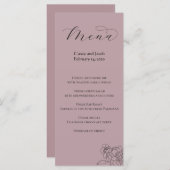 Dusty Mauve Menü für Hochzeiten oder Veranstaltung Menükarte (Vorne/Hinten)