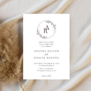Dusty Mauve Monogram Wedding Einladung