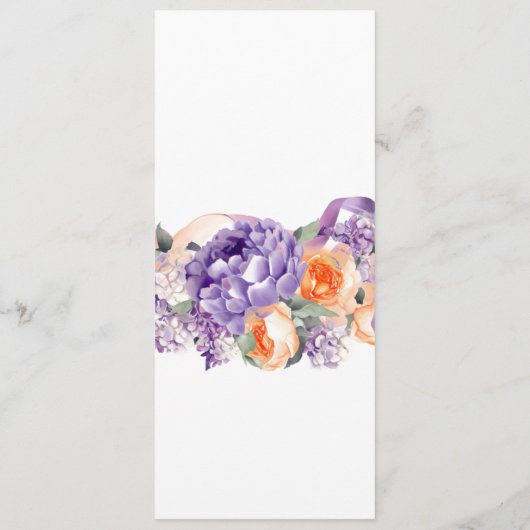 Dusty Mauve Peach Peonies Wedding Menu Card Menükarte (Rückseite)