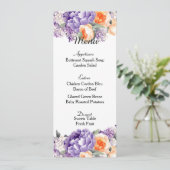 Dusty Mauve Peach Peonies Wedding Menu Card Menükarte (Stehend Vorderseite)