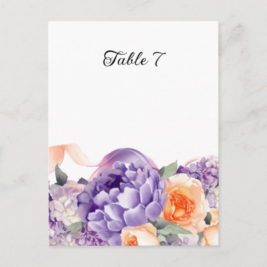 Dusty Mauve Peach Peony Table Card Postkarte (Vorderseite)