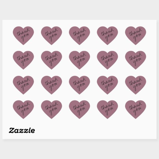 Dusty Mauve - Pink Heart Danke Sticker (Blatt)