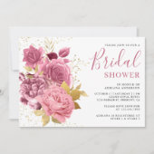 Dusty Mauve Pink Rose Brautparty Einladung (Vorderseite)