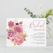 Dusty Mauve Pink Rose Brautparty Einladung (Stehend Vorderseite)