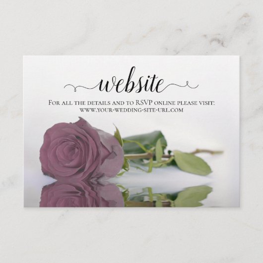 Dusty Mauve Pink Rose Elegant Wedding Website Begleitkarte (Vorderseite)