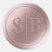 Dusty Mauve Pink Wax Siegel Wedding Monogram Stick Runder Aufkleber (Vorderseite)
